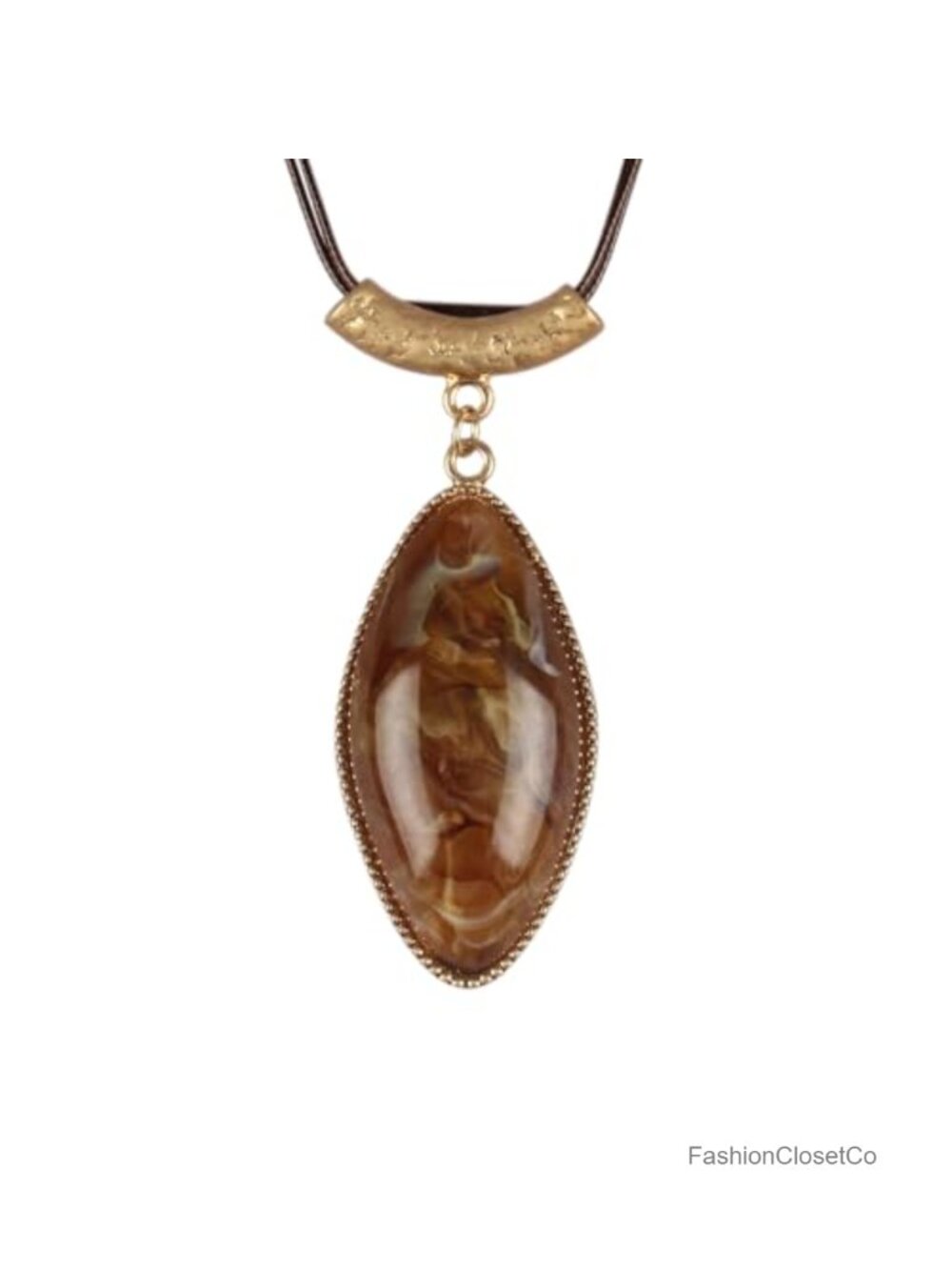 Boho Chunky Statement Pendant Necklace Faux Leather Cord Women